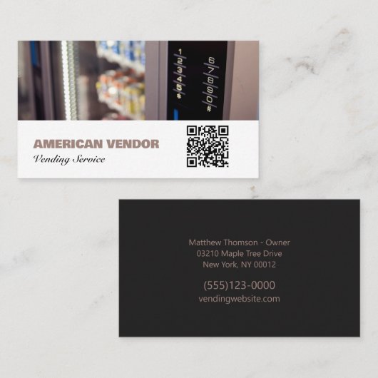 Carte De Visite Service Vending Service QR Code Fournisseur Snack  (Devant / Derrière)