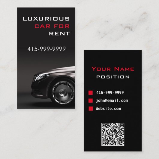 Carte De Visite Service Voiture Classique Ou Code QR Uber Driver (Devant / Derrière)