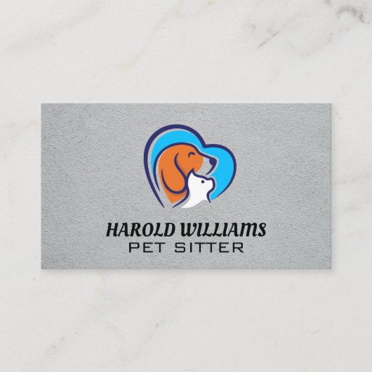 Carte De Visite Services animaux | Logo Coeur de chat de chien (Devant)