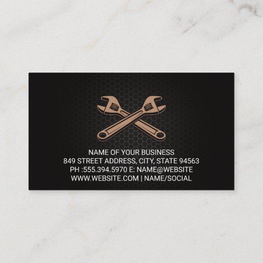 Carte De Visite Services Auto | Métal carbone | Dépouille (Dos)