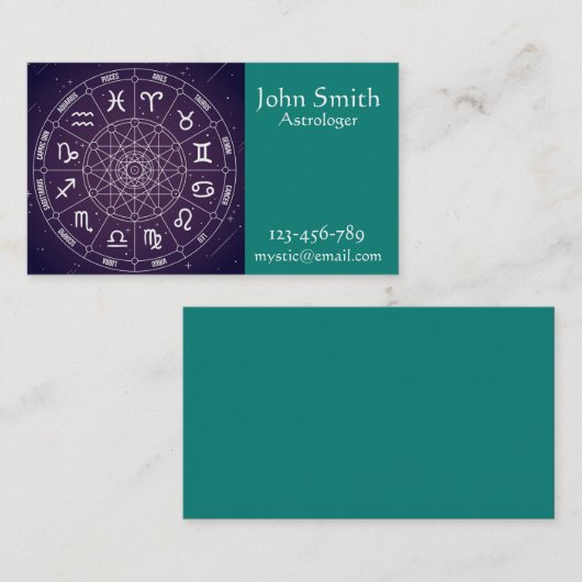 Carte De Visite Services aux entreprises d'astrologie d'astrologue (Devant / Derrière)