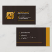 Carte De Visite Services comptables - Brown et récolte Jaune (Devant / Derrière)