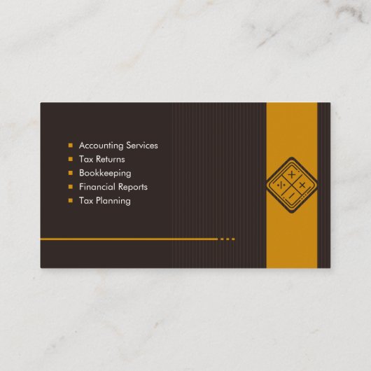 Carte De Visite Services comptables - Brown et récolte Jaune (Dos)