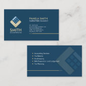 Carte De Visite Services comptables - Indigo Blue et Beige (Devant / Derrière)