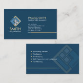 Carte De Visite Services comptables - Indigo Blue et Beige (Devant / Derrière)