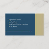 Carte De Visite Services comptables Monogramme - Bleu et beige (Dos)