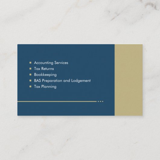 Carte De Visite Services comptables Monogramme - Bleu et beige (Dos)