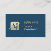 Carte De Visite Services comptables Monogramme - Bleu et beige (Devant)