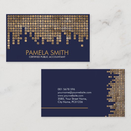 Carte De Visite Services comptables - motif des numéros d'or (Devant / Derrière)