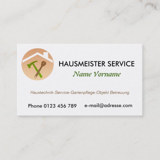 Carte De Visite Services d’entretien (Devant)