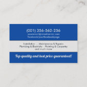 Carte De Visite Services d'amélioration et de réparation des maiso (Dos)