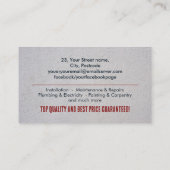 Carte De Visite Services d'amélioration et de réparation des maiso (Dos)