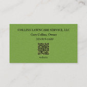 Carte De Visite Services d'aménagement paysager de la pelouse Cart (Dos)
