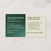 Carte De Visite Services d'aménagement paysager et d'entretien de (Dos)