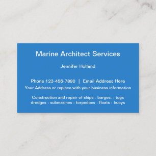 Carte De Visite Services d'architecte maritime