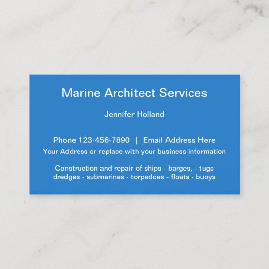 Carte De Visite Services d'architecte maritime (Devant)