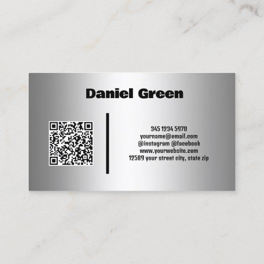 Carte De Visite Services d'ascenseur Silver QR (Dos)