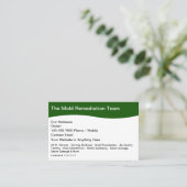 Carte De Visite Services D'Assainissement Des Dommages De Moule Et (Debout devant)