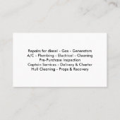 Carte De Visite Services de bateau et de yacht (Dos)