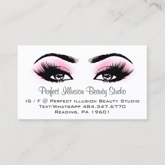 Carte De Visite Services de beauté parfaits Maquillage à cils rose (Devant)