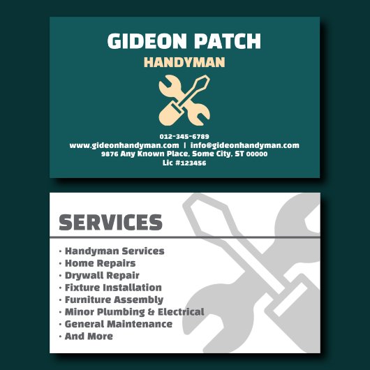Carte de visite Services de bricolage sarcelle Exe