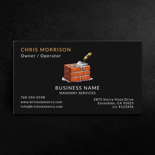Carte De Visite Services de brique de maçonnerie 