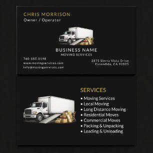 Carte De Visite Services de Camion de Déménagement Noir Profession
