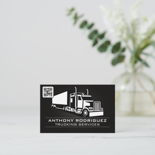 Carte De Visite Services de camionnage de construction | Code QR (Debout devant)