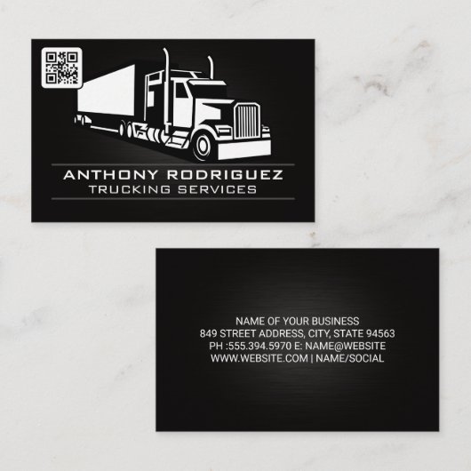 Carte De Visite Services de camionnage de construction | Code QR (Devant / Derrière)