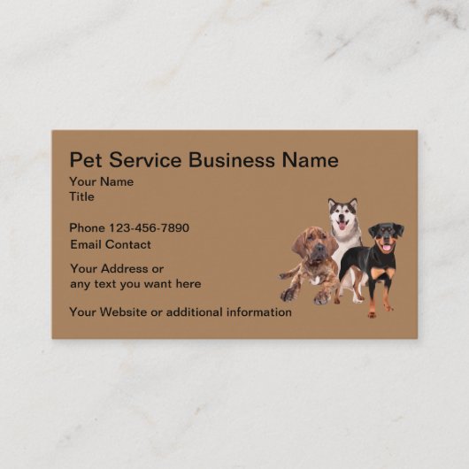 Carte De Visite Services de chien pour animaux familiers simples (Devant)