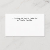 Carte De Visite Services de climatisation CVC (Dos)