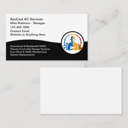 Carte De Visite Services de climatisation HVAC (Devant / Derrière)
