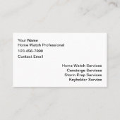 Carte De Visite Services de conciergerie et d'accueil classiques (Dos)