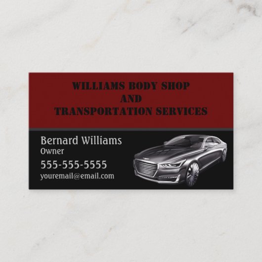 Carte De Visite Services de conduite en Bourgogne et en noir (Devant)