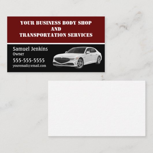 Carte De Visite Services de conduite en Bourgogne et Noire (Devant / Derrière)