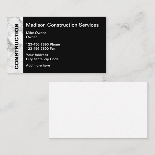 Carte De Visite Services de construction (Devant / Derrière)