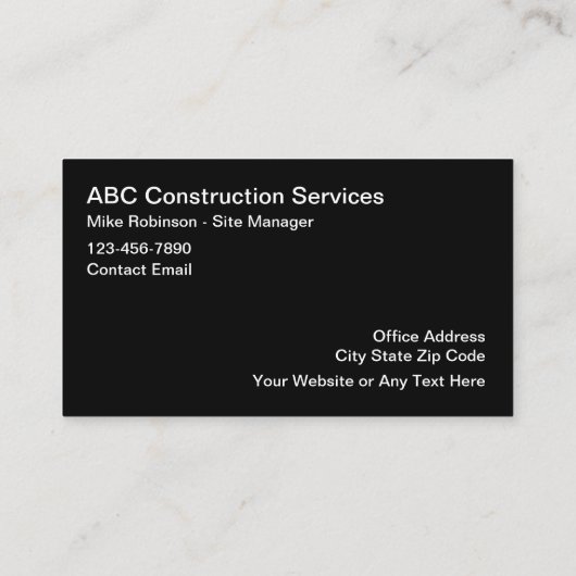 Carte De Visite Services de construction (Dos)