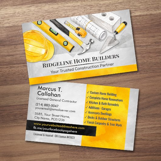Carte De Visite Services de construction de contractant général