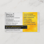 Carte De Visite Services de construction de contracteur général (Dos)
