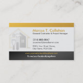 Carte De Visite Services de construction de contracteur général (Dos)