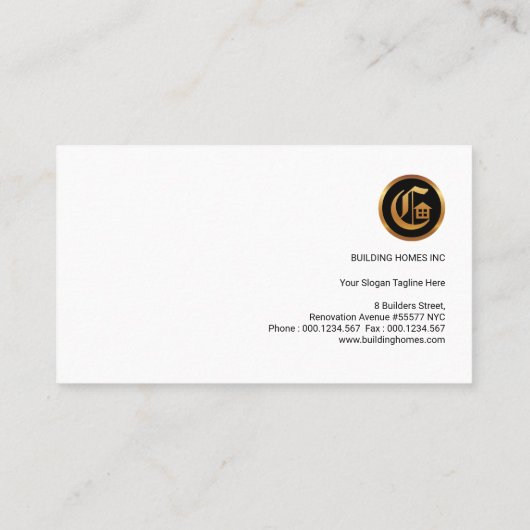 Carte De Visite Services de construction de marteau (Dos)