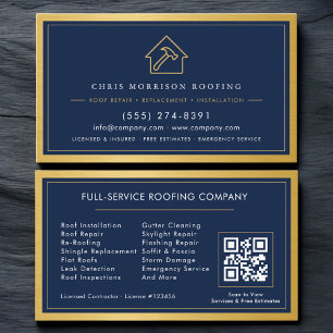 Carte De Visite Services de construction de toiture Bleu marine Mé