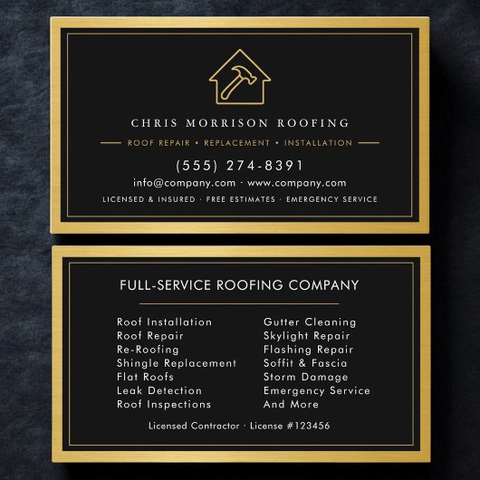 Carte De Visite Services de construction de toiture Professionnel