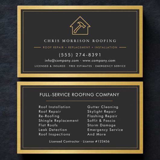 Carte De Visite Services de construction de toiture professionnell