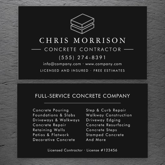 Carte De Visite Services de construction en béton ciment