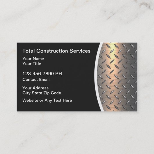 Carte De Visite Services de construction Fond ton argenté (Devant)