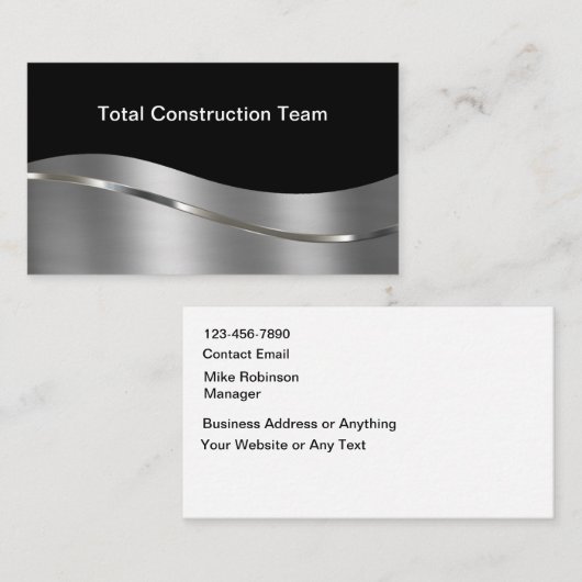 Carte De Visite Services de construction modernes et cool  (Devant / Derrière)