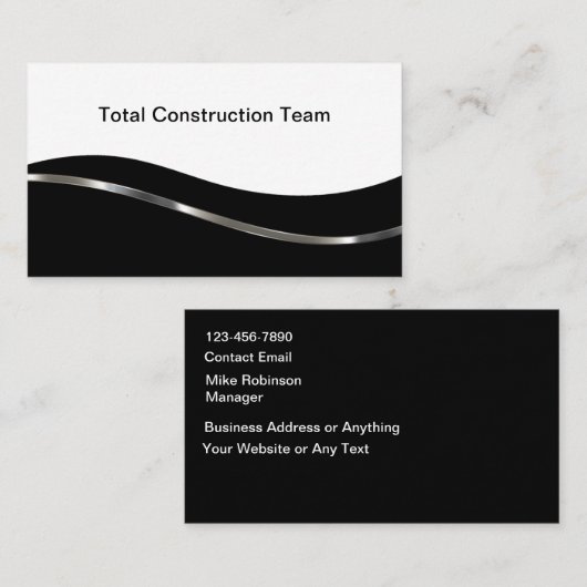 Carte De Visite Services de construction modernes et cool (Devant / Derrière)