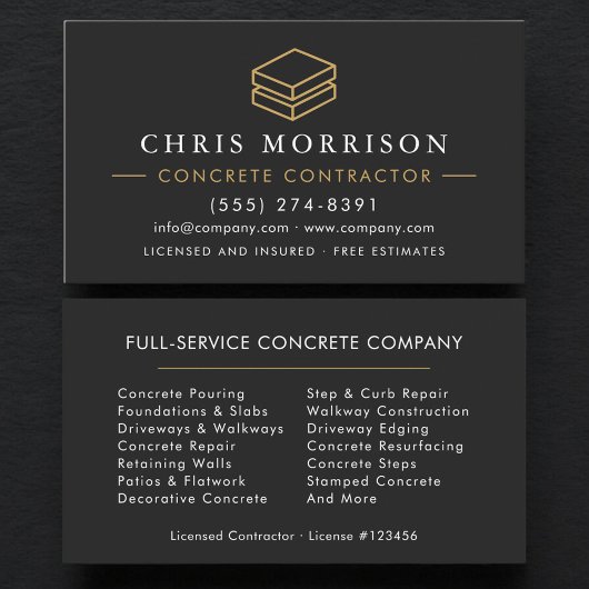 Carte De Visite Services de contracteur en béton