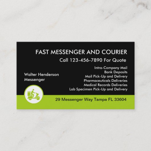 Carte De Visite Services de Courrier et de Messagerie (Devant)